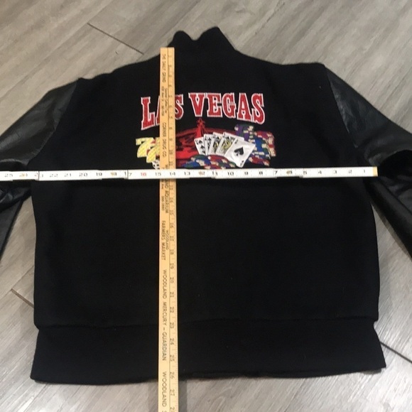 Jacket Factory Vintage “Las Vegas” Embroidered Leather Sleeve Letterman Jacket - Picture 12 of 12